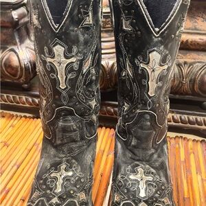 Dan Post Black and White Western Boots